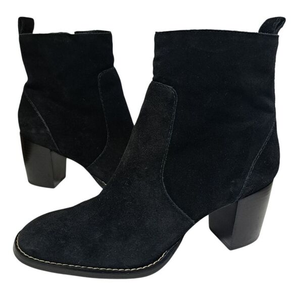 Bernardo Norwich Leather Suede Western Goth Ankle Boots Black Size 7 - Picture 3 of 13